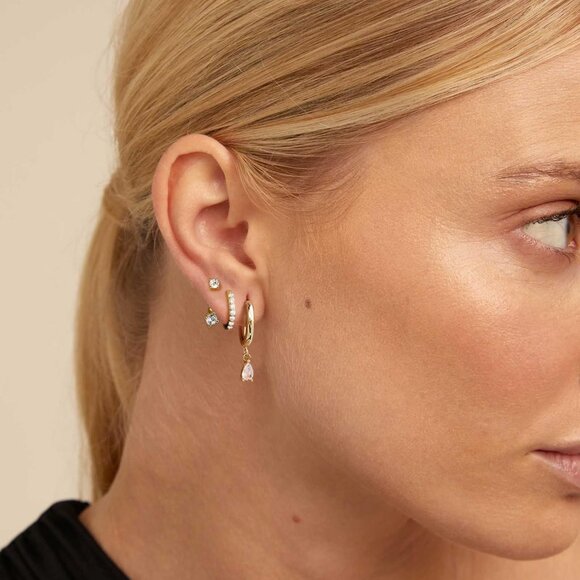 Dainty 14 Pairs Gold Hoop and Stud Earrings Set for Women, Hypoallergenic, Stack - Picture 7 of 7